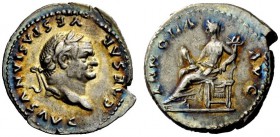 The Roman Empire 
 Vespasian, 69 – 79 
 Denarius 77-78, AR 3.15 g. CAESAR – VESPASIANVS AVG Laureate head r. Rev. ANNONA – AVG Annona seated l. on t...