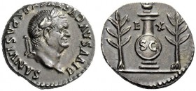 The Roman Empire 
 Vespasian, 69 – 79 
 Divus Vespasianus. Denarius 80-81, AR 3.48 g. DIVVS AVGVSTVS VESPASIANVS Laureate head r. Rev. E – X Urn upo...