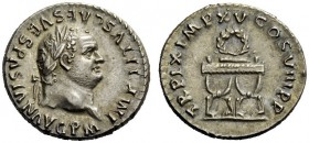 The Roman Empire 
 Titus augustus, 79 – 81 
 Denarius circa 1st January-30th June 80, AR 3.62 g. IMP TITVS CAES VESPASIAN AVG P M Laureate head with...
