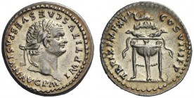 The Roman Empire 
 Titus augustus, 79 – 81 
 Denarius 1 January-30 June 80, AR 3.05 g. IMP TITVS CAES VESPASIAN AVG P M Laureate head with slight be...