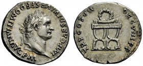 The Roman Empire 
 Domitian augustus, 81 – 96 
 Denarius 81, AR 3.36 g. IMP CAES DIVI VESP F DOMITIAN AVG P M Laureate head r. Rev. TR P COS VII – D...