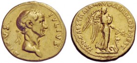 The Roman Empire 
 Trajan, 98 – 117 
 Divus Iulius. Aureus 112-113 AD, restoration issue under Trajan, 98-117 AD, AV 7.10 g. DIVVS – IVLIVS Laureate...