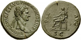 The Roman Empire 
 Nerva, 96 – 98 
 Sestertius 97, Æ 28.78 g. IMP NERVA CAES AVG P M TR P II COS III PP Laureate head r. Rev. PAX – AVG Pax seated l...