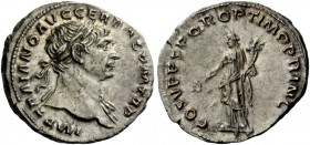 The Roman Empire 
 Trajan, 98 – 117 
 Denarius circa 108-109, AR 3.36 g. IMP TRAIANO AVG GER DAC P M TR P Laureate bust r., drapery on l. shoulder. ...