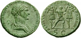 The Roman Empire 
 Trajan, 98 – 117 
 Dupondius circa 116-117, Æ 11.72 g. IMP CAES NER TRAIANO OPTIMO AVG GER DAC PARTHICO P M TR P COS VI P P Radia...