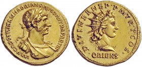 The Roman Empire 
 Hadrian, 117 – 134 
 Aureus 117, AV 7.34 g. IMP CAES TRAIAN HADRIANO AVG DIVI TRA PARTH F Laureate, draped and cuirassed bust r. ...