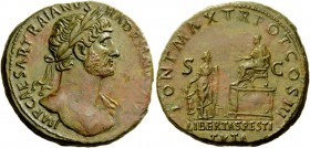 The Roman Empire 
 Hadrian, 117 – 134 
 Sestertius 119-122, Æ 24.81 g. IMP CAESAR TRAIANVS – HADRIANVS AVG Laureate bust r., drapery on l. shoulder....