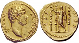 The Roman Empire 
 Hadrian, 117 – 134 
 Aureus 132-134, AV 7.15 g. HADRIANVS – AVGVSTVS Bare youthful head r., drapery on l. shoulder. Rev. COS – II...