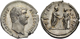 The Roman Empire 
 Hadrian, 117 – 134 
 Denarius 134-138, AR 3.32 g. HADRIANVS – AVG COS III P P Bare head r. Rev. FELIC – IT – A – S AVG Felicitas ...