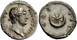 The Roman Empire 
 Hadrian, 117 – 134 
 Denarius 134-138, AR 3.40 g. HADRIANVS – AVGVSTVS P P Laureate head r., drapery on l. shoulder. Rev. COS – I...