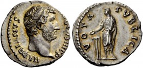 The Roman Empire 
 Hadrian, 117 – 134 
 Denarius 134-138, AR 3.23 g. HADRIANVS – AVG COS III P P Bare head r. Rev. VOTA – PVBLICA Hadrian veiled sta...