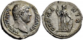 The Roman Empire 
 Hadrian, 117 – 134 
 Denarius 134-138, AR 3.33 g. HADRIANVS – AVG COS III P P Bare head r. Rev. GERMA – NIA Germania standing fac...