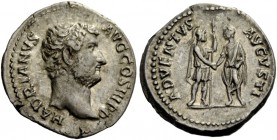 The Roman Empire 
 Hadrian, 117 – 134 
 Denarius 134-138, AR 3.60 g. HADRIANVS – AVG COS III P P Bare head r. Rev. ADVENTVS – AVGVSTI Roma standing ...