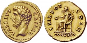 The Roman Empire 
 Aelius caesar, 136 – 138 
 Aureus 137, AV 7.48 g. L AELIVS – CAESAR Bare head l. Rev. TRIB POT – COS II Concordia seated l., hold...