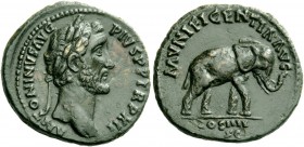 The Roman Empire 
 Antoninus Pius augustus, 138 – 161 
 As 148-149, Æ 9.65 g. ANTONINVS AVG – PIVS P P TR P XII Laureate head r. Rev. MVNIFICENTIA A...