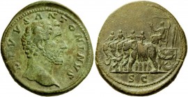 The Roman Empire 
 Antoninus Pius augustus, 138 – 161 
 Divus Antoninus Pius. Sestertius after 161, Æ 24.31 g. DIVVS ANTONINVS Bare head r. Rev. Sta...