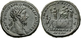 The Roman Empire 
 Marcus Aurelius augustus, 161-180 
 Sestertius 176-177, Æ 29.63 g. M ANTONINVS AVG – GERM SARM TR P XXXI Laureate head r., draper...