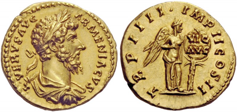 The Roman Empire 
 Lucius Verus, 161-169 
 Aureus 163-164, AV 7.30 g. L VERVS ...