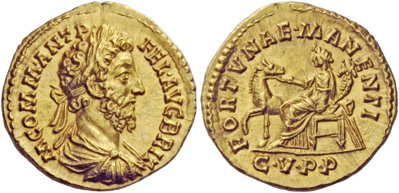 The Roman Empire 
 Commodus augustus, 177 – 192 
 Aureus 186-189, AV 7.22 g. M...