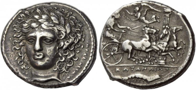 Greek Coins 
 Sicily, Catana. Tetradrachm signed by Herakleidas circa 405-402 B...