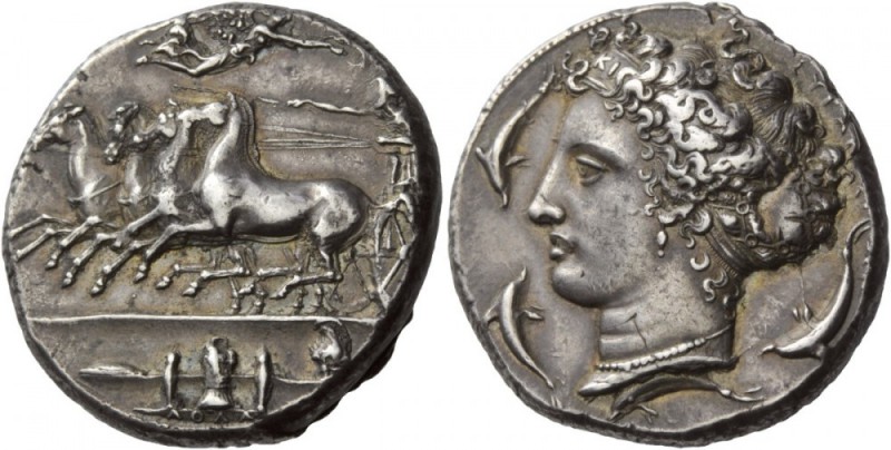 Greek Coins 
 Sicily, Syracuse. Decadrachm signed by Kimon circa 404-400 BC, AR...