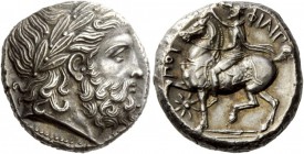Greek Coins 
 Kings of Macedonia. Philip II, 359-336 BC. Tetradrachm, Pella, circa 354-348 BC, AR 14.51 g. 
 Description Laureate head of Zeus r. Re...