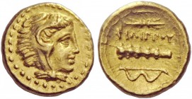 Greek Coins 
 Kings of Macedonia. Philip II, 359-336 BC, posthumous issue. ¼ stater, Pella circa 340-328 or 336-328 BC, AV 2.15 g. 
 Description Hea...
