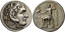 Greek Coins 
 Kings of Macedonia. Alexander III, 336-323 BC, posthumous issue. Tetradrachm, Caunus Cariae circa 300-280 BC, AR 17.04 g. 
 Descriptio...