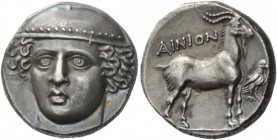 Greek Coins 
 Thrace, Aenus. Tetradrachm circa 402-399 BC, AR 15.61 g. 
 Description Head of Hermes, facing slightly to l., wearing brimless petasus...
