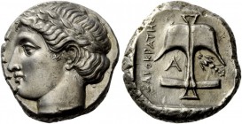 Greek Coins 
 Thrace, Apollonia Pontica. Tetradrachm circa 350 BC, AR 17.02 g. 
 Description Laureate head of Apollo l. Rev. KLEOKPATHS Anchor uprig...