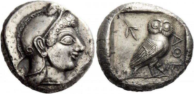 Greek Coins
Attica, Athens, Civic Mint. Tetradrachm circa 510-500 BC, AR 16.79 ...