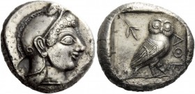 Greek Coins
Attica, Athens, Civic Mint. Tetradrachm circa 510-500 BC, AR 16.79 g.
Description Head of Athena r. wearing crested Attic helmet. Rev. A...