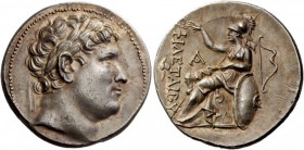 Greek Coins 
 Kingdom of Pergamum. Attalus I, 241-197. Tetradrachm 241-197, AR 17.00 g. 
 Description Laureate head of Philetarus r. Rev. Helmeted A...