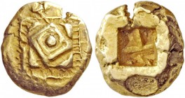 Greek Coins 
 Ionia, Uncertain mint. Half-stater (Milesian standard) circa 600 BC, EL 7.11 g. 
 Description Globule within circle on raised square s...