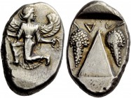 Greek Coins 
 Caria, Caunus. Stater circa 430-410 BC, AR 11.74 g. 
 Description Iris with curved wings and outstretched hands in a kneeling-running ...
