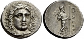 Greek Coins 
 Satraps of Caria, Pixodarus, 341-336 BC. Didrachm circa 341-336 BC, AR 6.87 g. 
 Description Wreathed and draped head of Apollo facing...