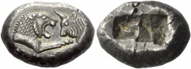 Greek Coins 
 Kings of Lydia, time of Croesus. Stater, Sardis circa 561-546 BC, AR 10.64 g. 
 Description Confronted foreparts of lion and bull. Rev...