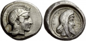 Greek Coins 
 Dynasts of Lycia, Kherei, circa 410-390 BC. Stater, Pinara circa 410-390 BC, AR 8.41 g. 
 Description Helmeted head of Athena r., bowl...