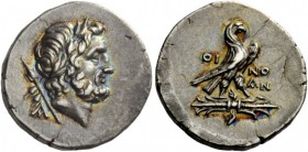 Greek Coins 
 Lycia, Oinoanda. Didrachm circa 200 BC, AR 8.14 g. 
 Description Laureate head of Zeus r.; in l. field, A and sceptre. Rev. OI – NO / ...