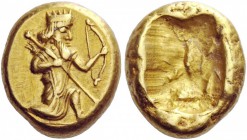 Greek Coins 
 Kings of Persia, time of Darius I to Xerxes I. Daric circa 500-485, AV 8.25 g. 
 Description Persian king or hero in kneeling-running ...