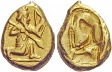 Greek Coins 
 Kings of Persia, time of Xerxes II to Artaxerxes. Daric circa 420-375 BC, AV 8.35 g. 
 Description Persian king or hero in kneeling-ru...
