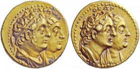 Greek Coins 
 Ptolemaic Kings of Egypt, Ptolemy II Philadelphus, 285-246 BC, with Arsinöe II, Ptolemy I, and Berenice I. Half mnaieion or tetradrachm...