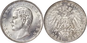 Bavaria. Otto 3 Mark 1912-D MS65 NGC, Munich mint, KM996, J-47. Blast white, with ample cartwheel luster and strong surface preservation. 

HID0980124...