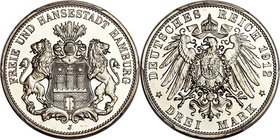 Hamburg. Free City Proof 3 Mark 1912-J PR67 Deep Cameo PCGS, Hamburg mint, KM620, J-64. Decidedly difficult in such elite certification, this example ...