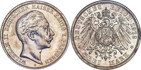 Prussia. Wilhelm II 3 Mark 1912-A MS66 NGC, Berlin mint, KM527, J-103. Displaying brilliant cartwheel luster only tempered by a light caramel tone. 

...