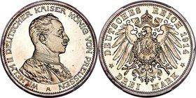 Prussia. Wilhelm II Proof 3 Mark 1914-A PR65 Deep Cameo PCGS, Berlin mint, KM538, J-113. Glasslike fields with barely a hint of tone at the edges. 

H...