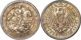Prussia. Wilhelm II "Mansfeld" 3 Mark 1915-A MS67 PCGS, Berlin mint, KM539, J-115. Honeyed tone over near-perfect surfaces charms the viewer of this c...