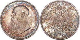 Saxe-Meiningen. Bernhard III "Death of Georg II" 3 Mark 1915 MS66+ PCGS, Munich mint, KM207, J-155. Uniformly toned and near the peak of quality seen ...