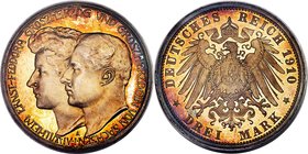 Saxe-Weimar-Eisenach. Wilhelm Ernst Proof 3 Mark 1910-A PR66 Cameo PCGS, Berlin mint, KM221, J-162. Completely dazzling, with vibrant amber hues that ...