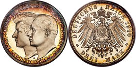 Saxe-Weimar-Eisenach. Wilhelm Ernst Proof 3 Mark 1910-A PR66 Cameo PCGS, Berlin mint, KM221, J-162. Commemorating the Grand Duke's second marriage to ...